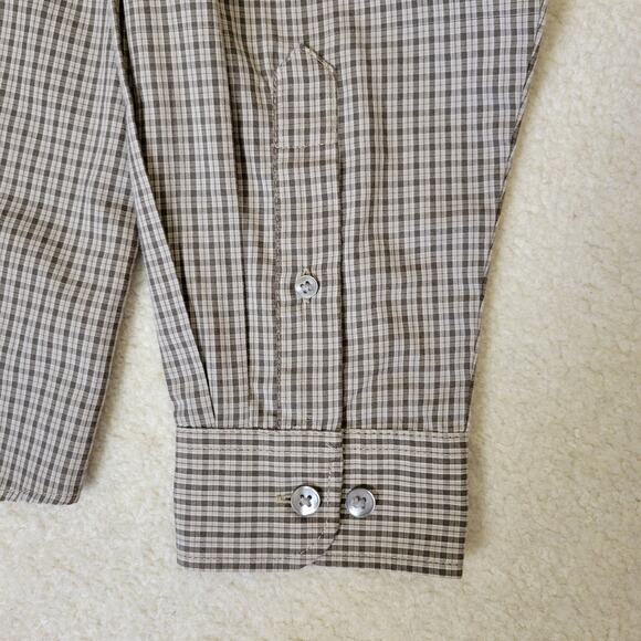 Van Heusen Size M 15-15 1/2 No Iron Button Down Long Sleeve Men's Shirt Brown - Picture 7 of 13